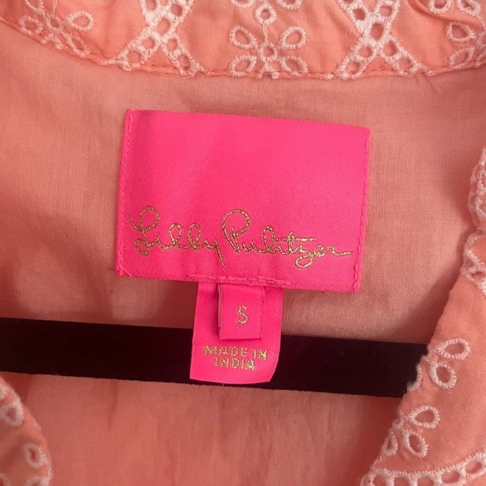 NEW Lilly Pulitzer Briela Eyelet Swing Cottagecore Dress Coral Pink Small - Picture 9 of 11